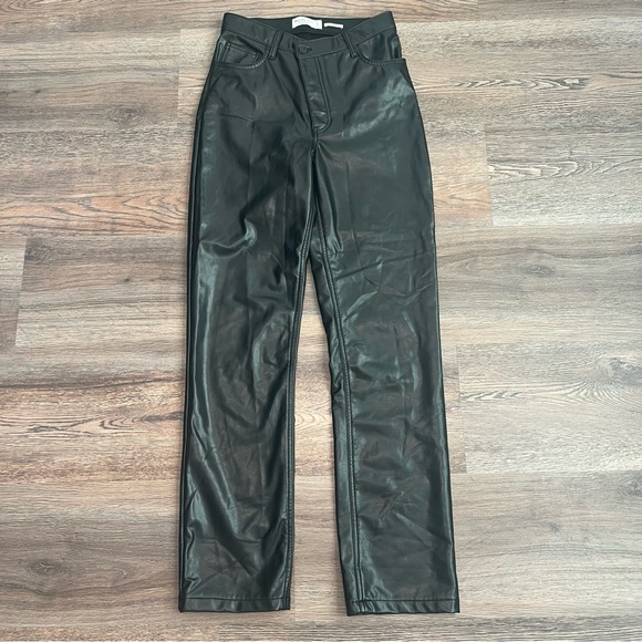 Abercrombie & Fitch 90s Straight Black Vegan Leather Pants Ultra High Rise 27 4L